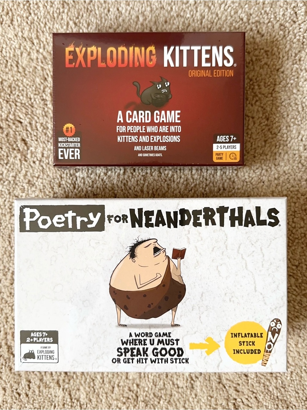 Exploding Kittens and Poetry for Neanderthals Card Games